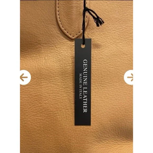 Claudia Firenze Genuine Italian Caramel Leather Tote Handbag Purse New - Picture 5 of 11